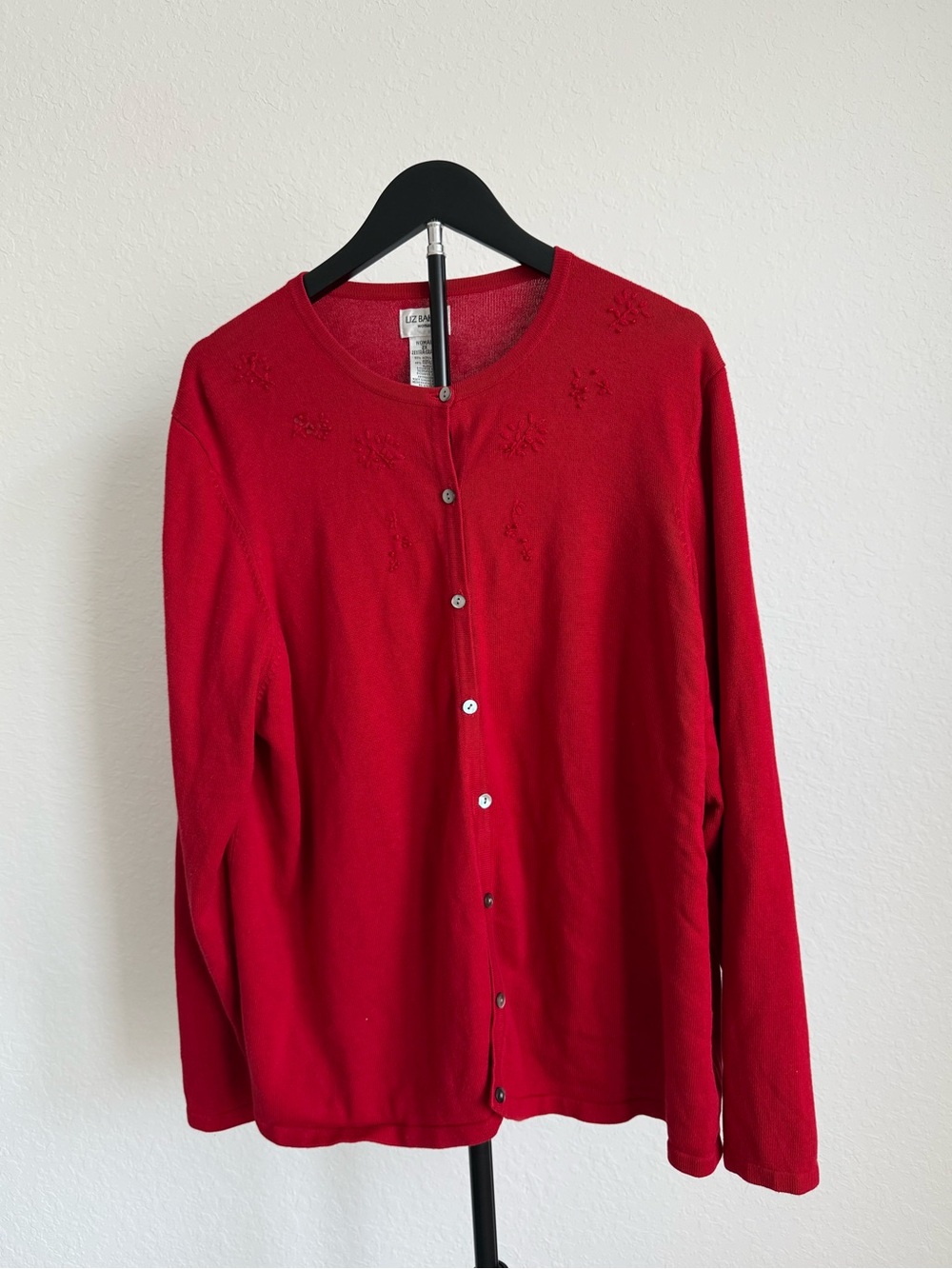 Liz Baker Red Crewneck Cardigan